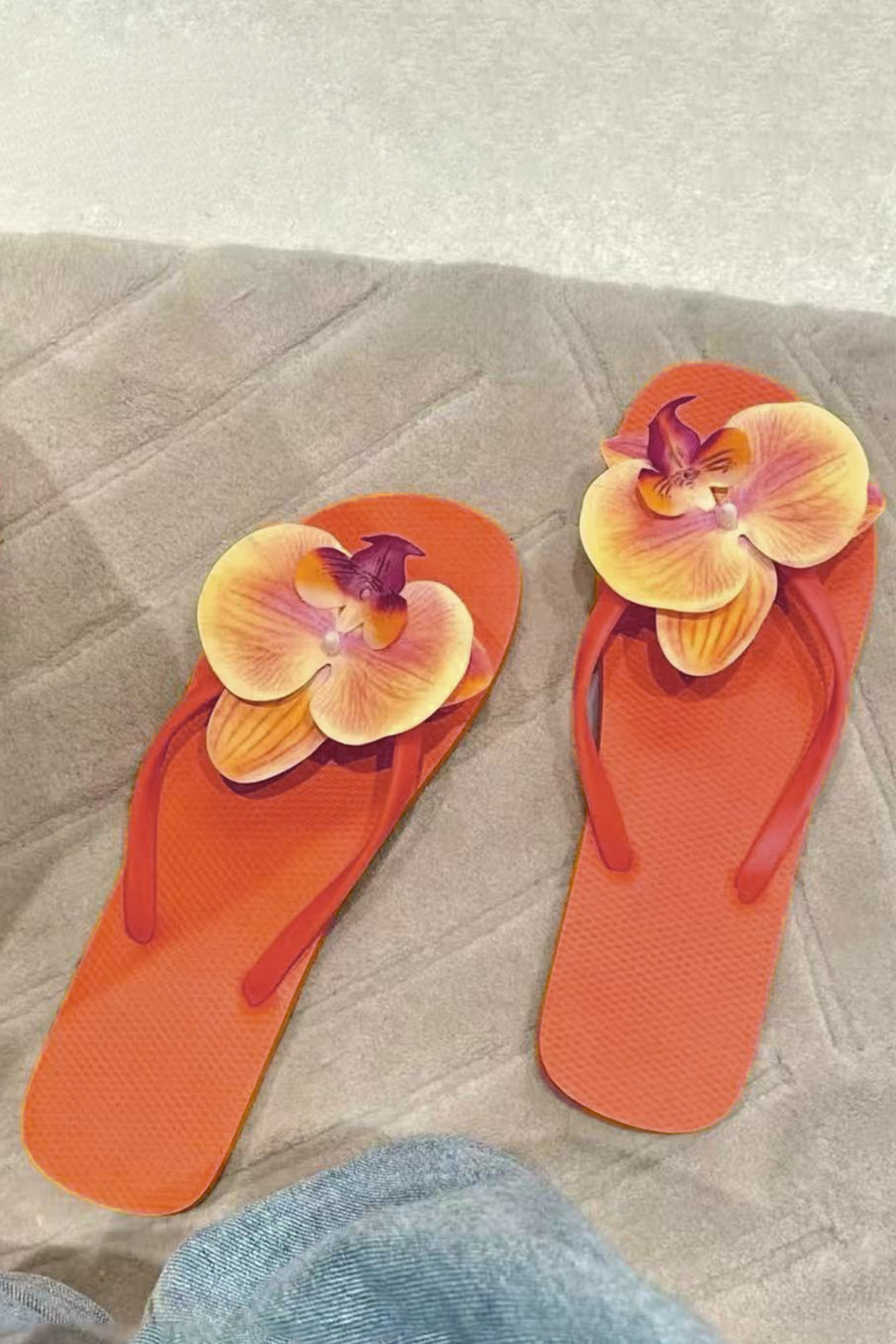 Orchid 3D Floral Flip-Flop Flats