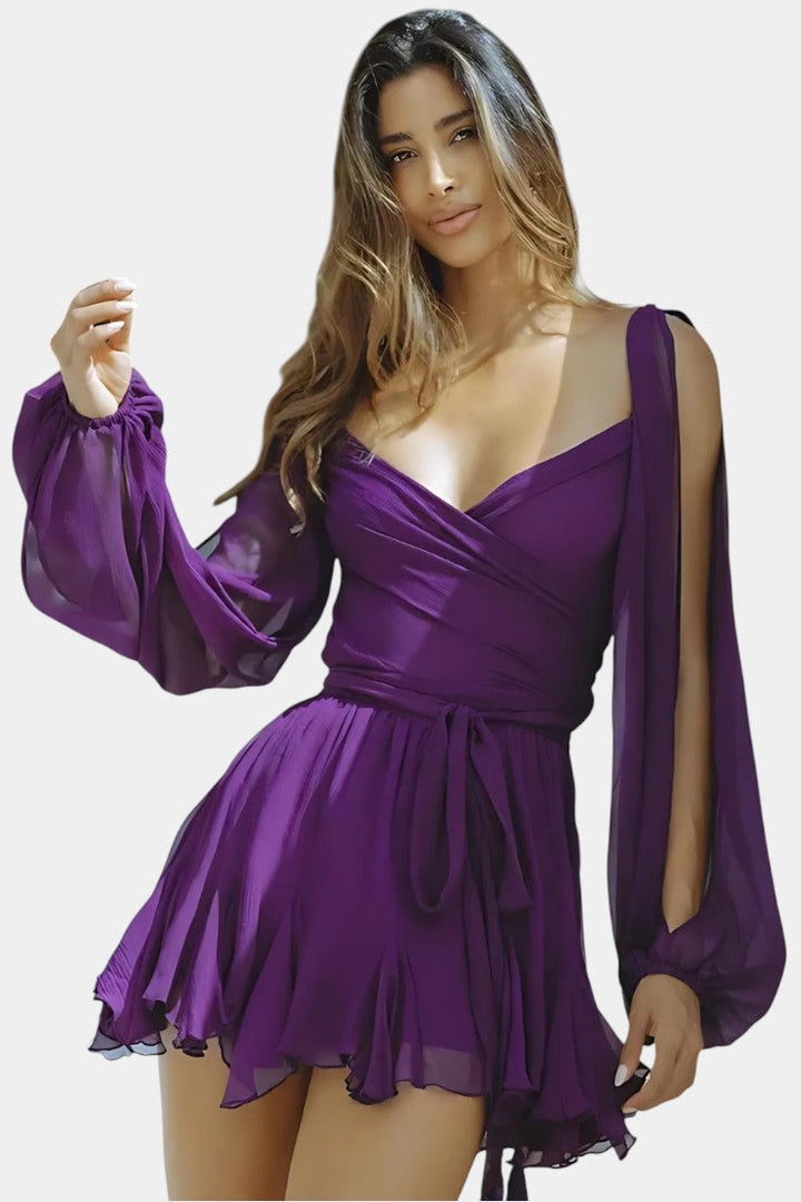 Skylar Mini Dress with V-Neck and Light Sleeves