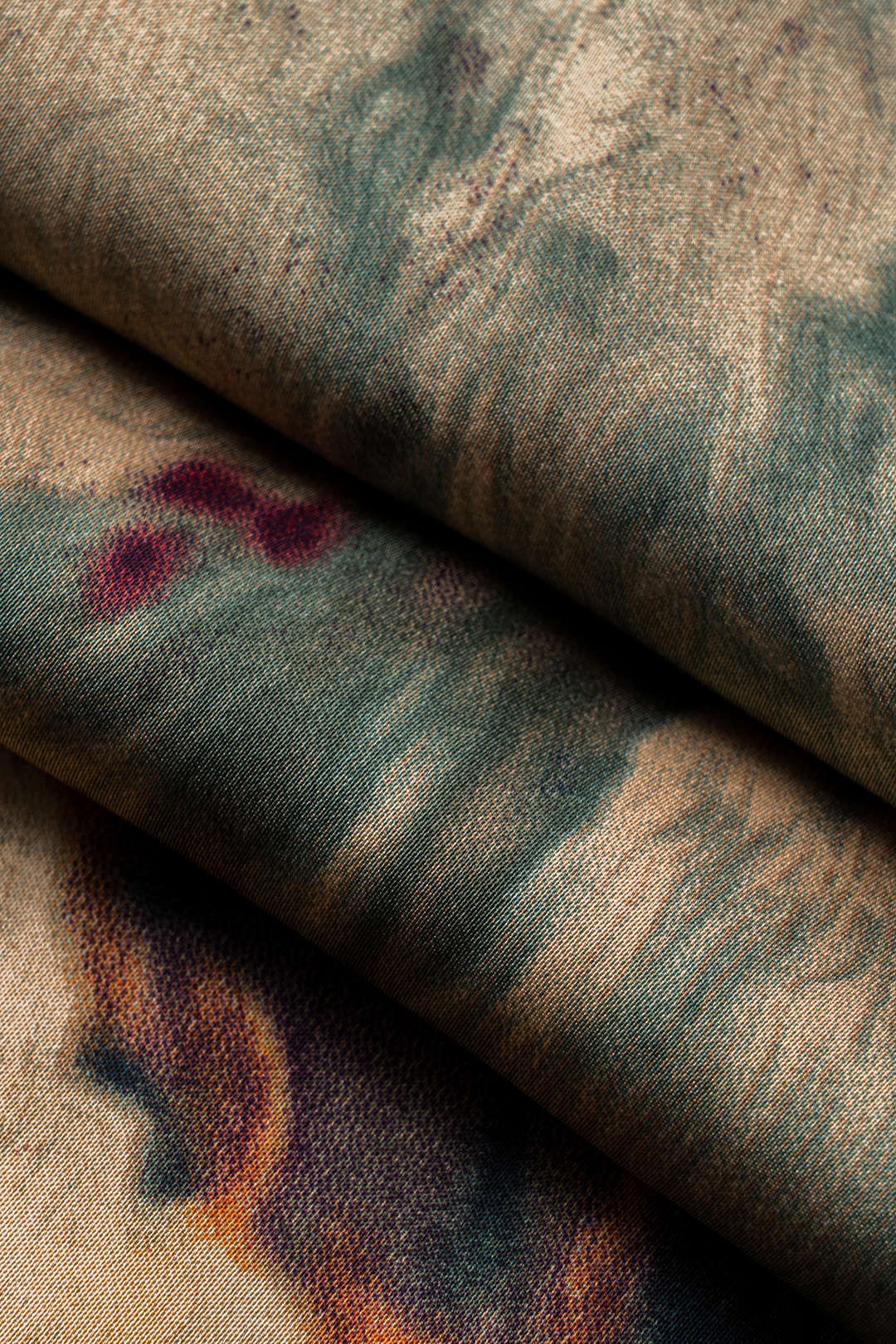 Watercolor Print Satin Fake Pocket Trousers