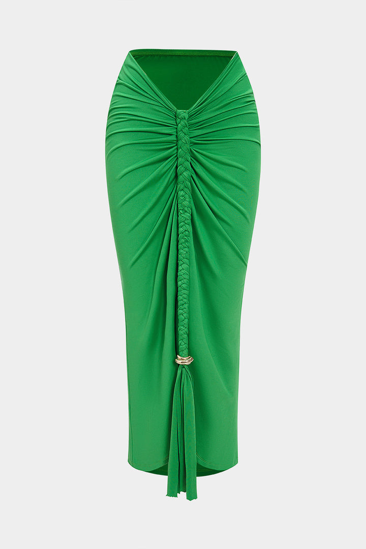 Metallic Decor Braided Ruched Skirt