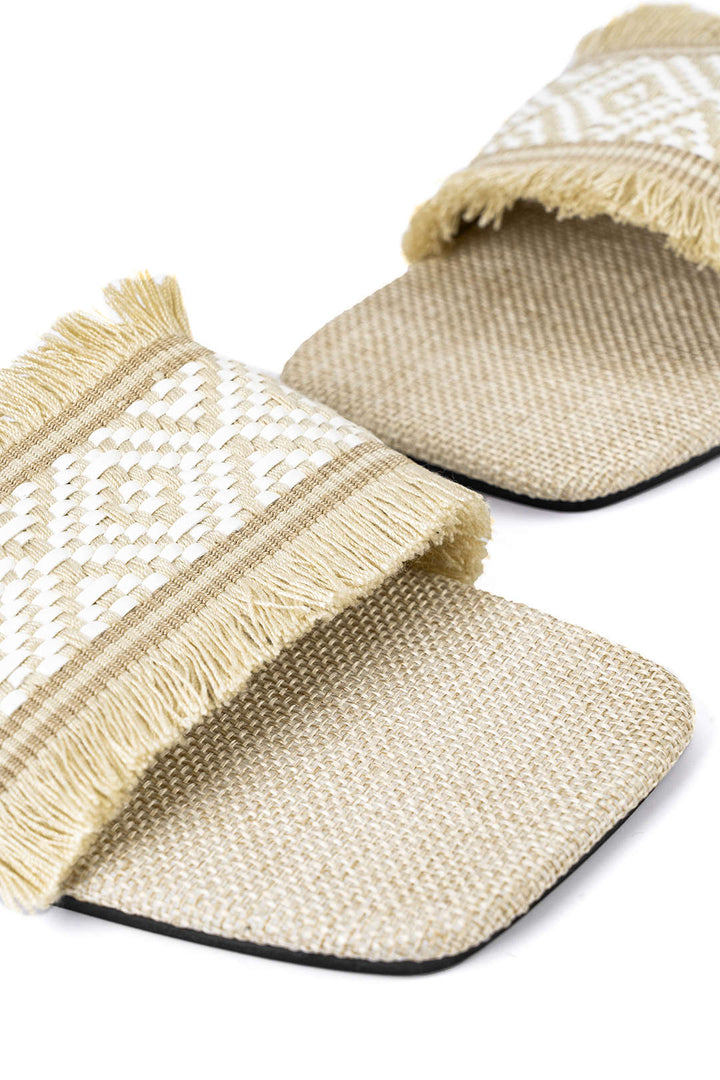 Fringed Weave Beach Slides