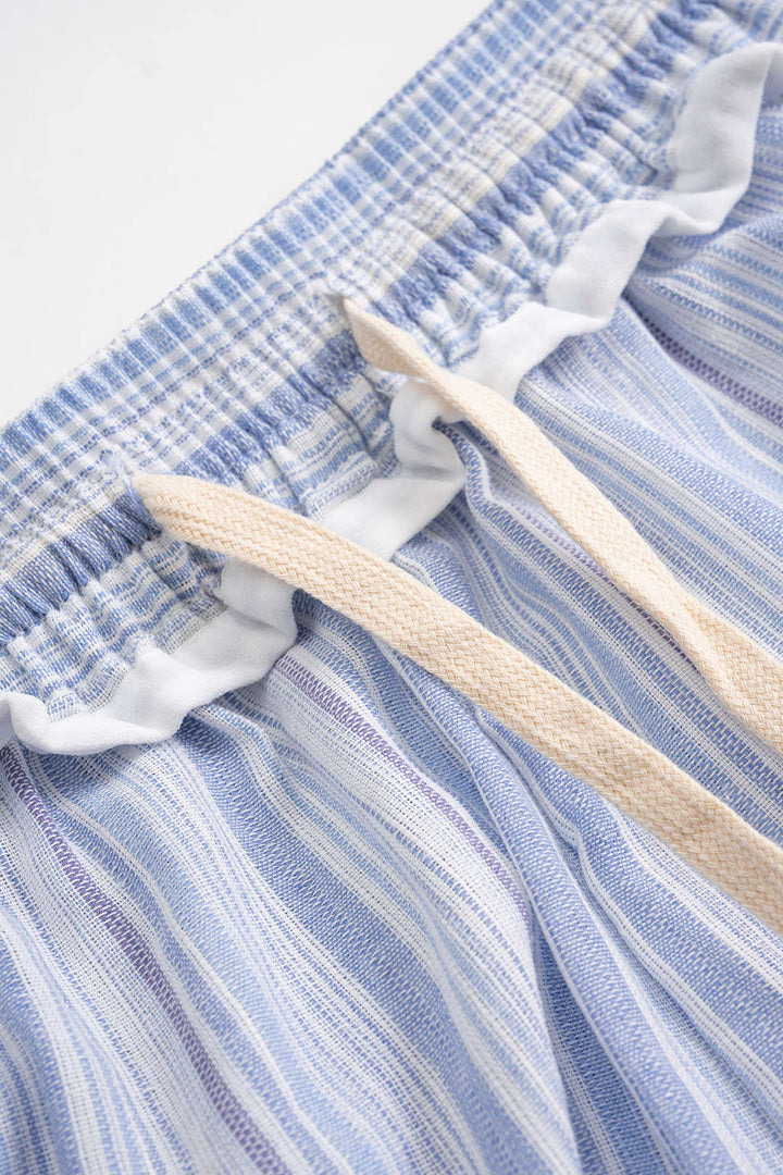 Stripes Contrast Print Tie-Up Wide Leg Trousers