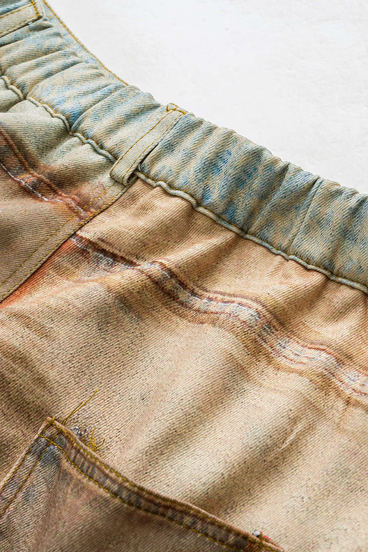 Abstract Print Button Pocket Trousers