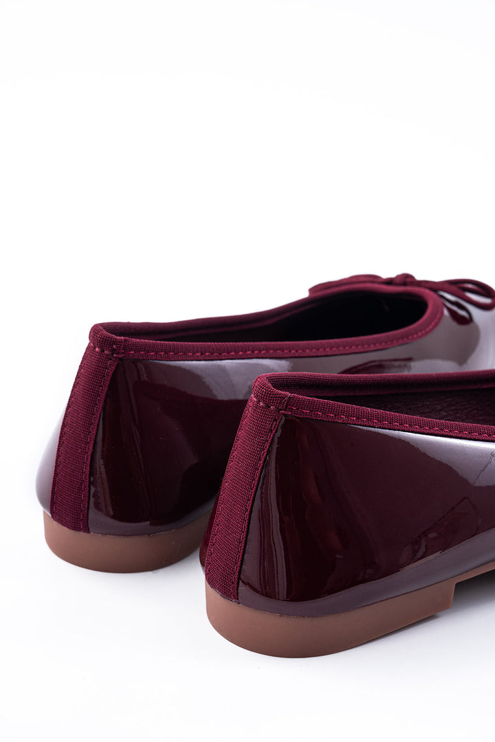 Faux Leather Ribbon Butterfly Square Toe Flats
