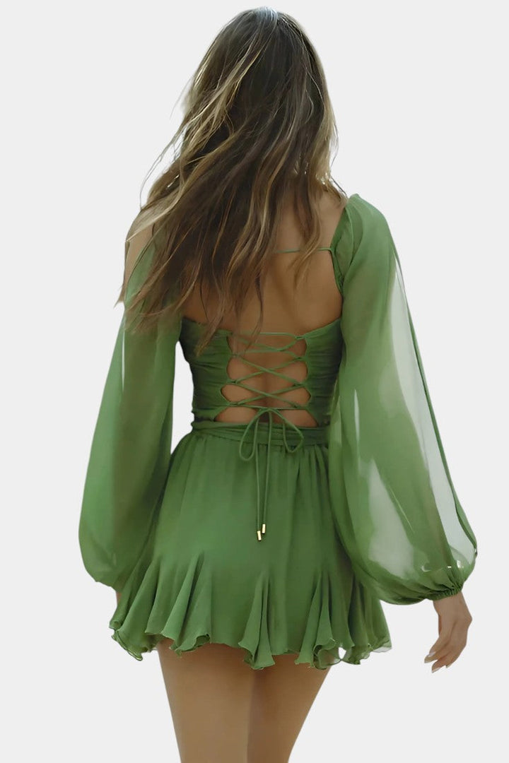 Skylar Mini Dress with V-Neck and Light Sleeves