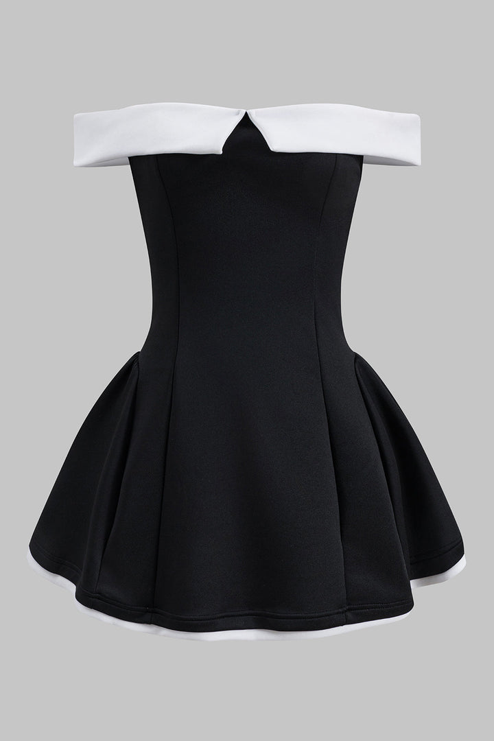 Contrast Ruched Strapless Sleeveless Mini Dress
