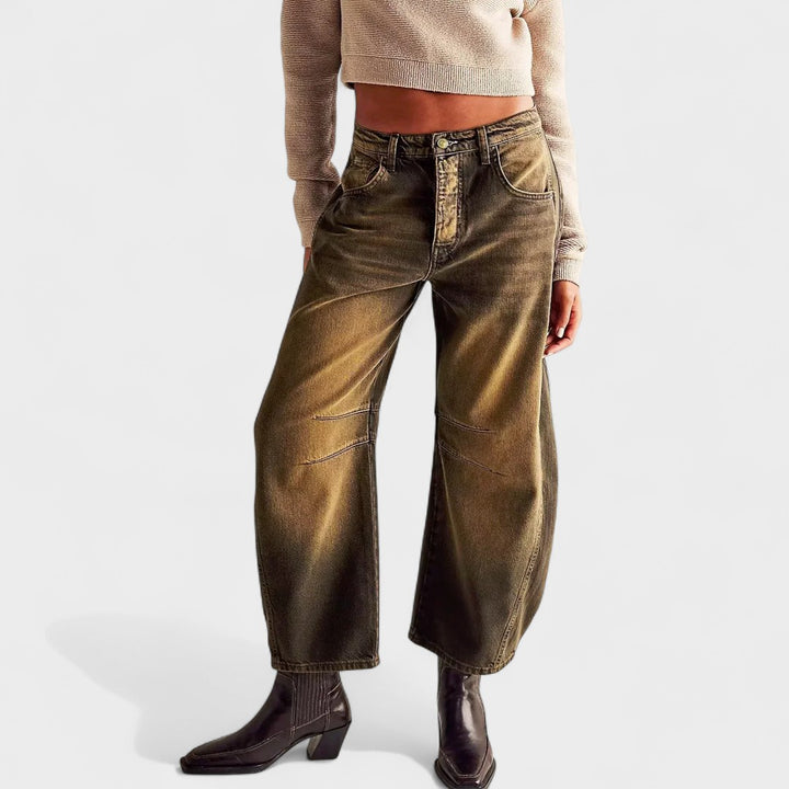 Scarlett - Leopard Print Barrel Jeans