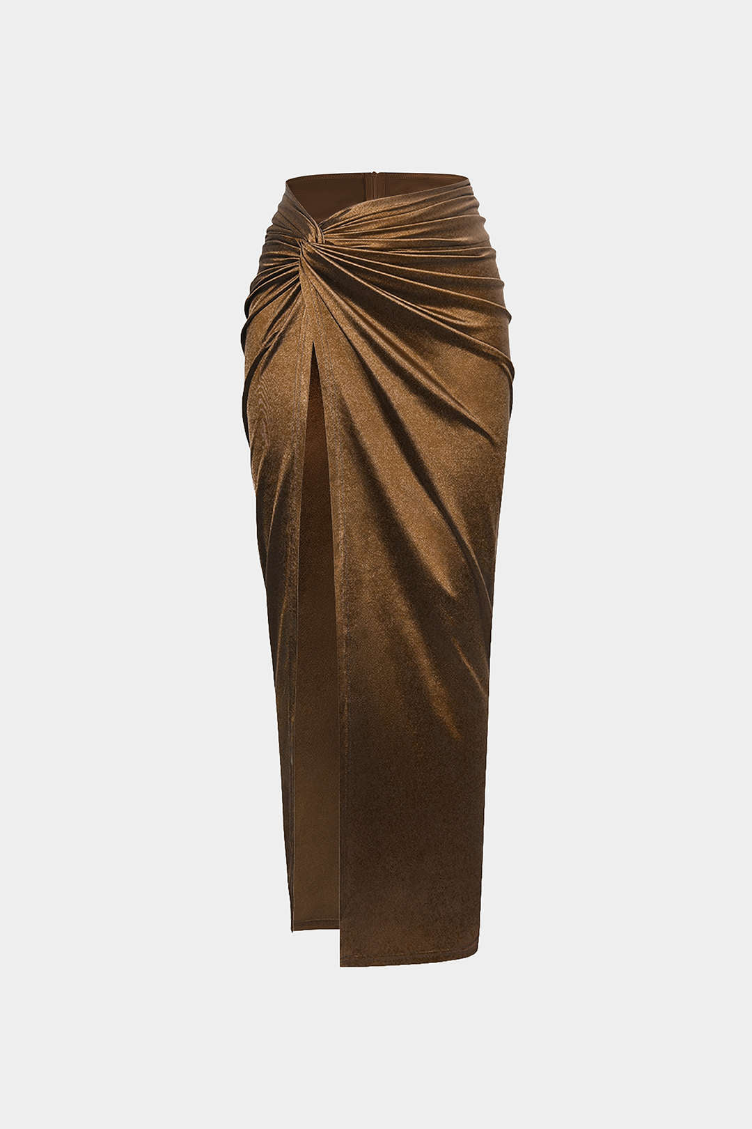 Twist Detail High Slit Midi Skirt