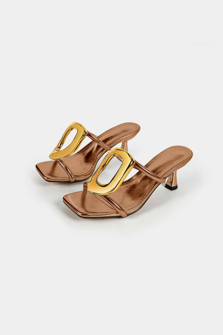 Metallic Square Toe Heels