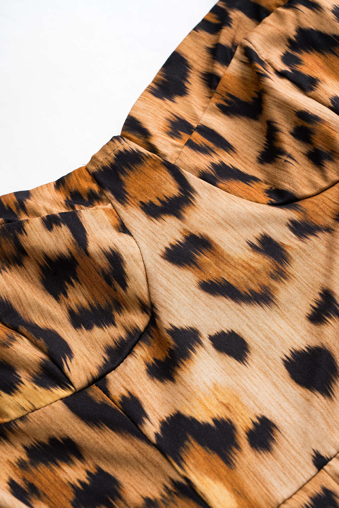 Leopard Print Ruched Bustier Slip Midi Dress
