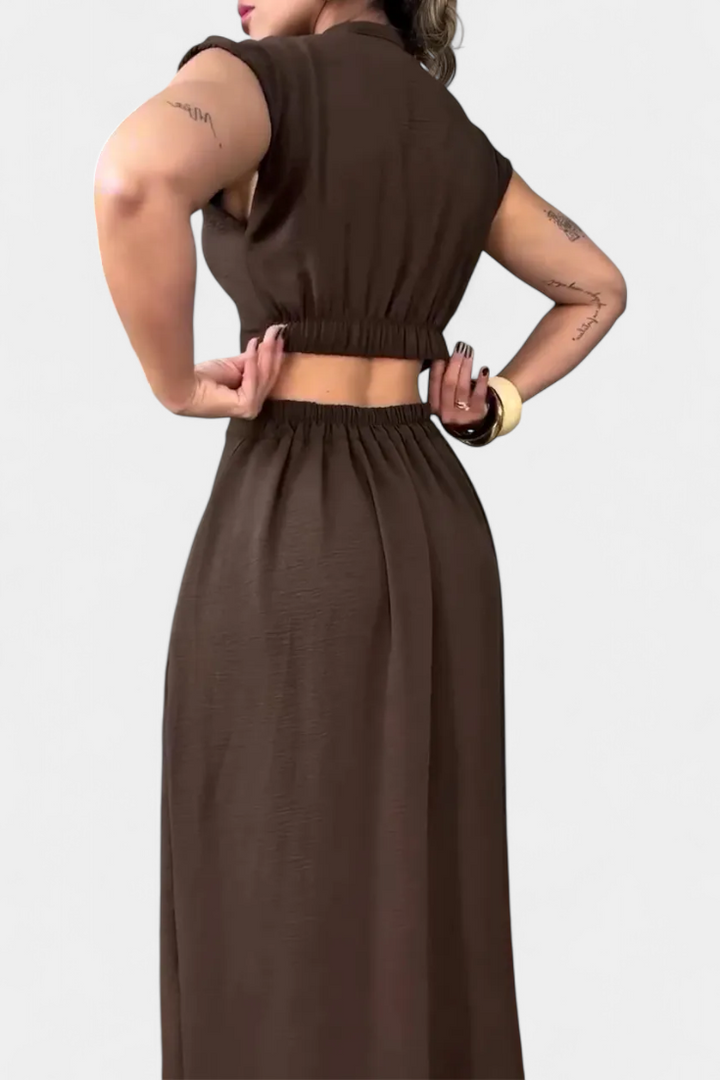 Griselda Midi Dress with Buttons and Open Waist