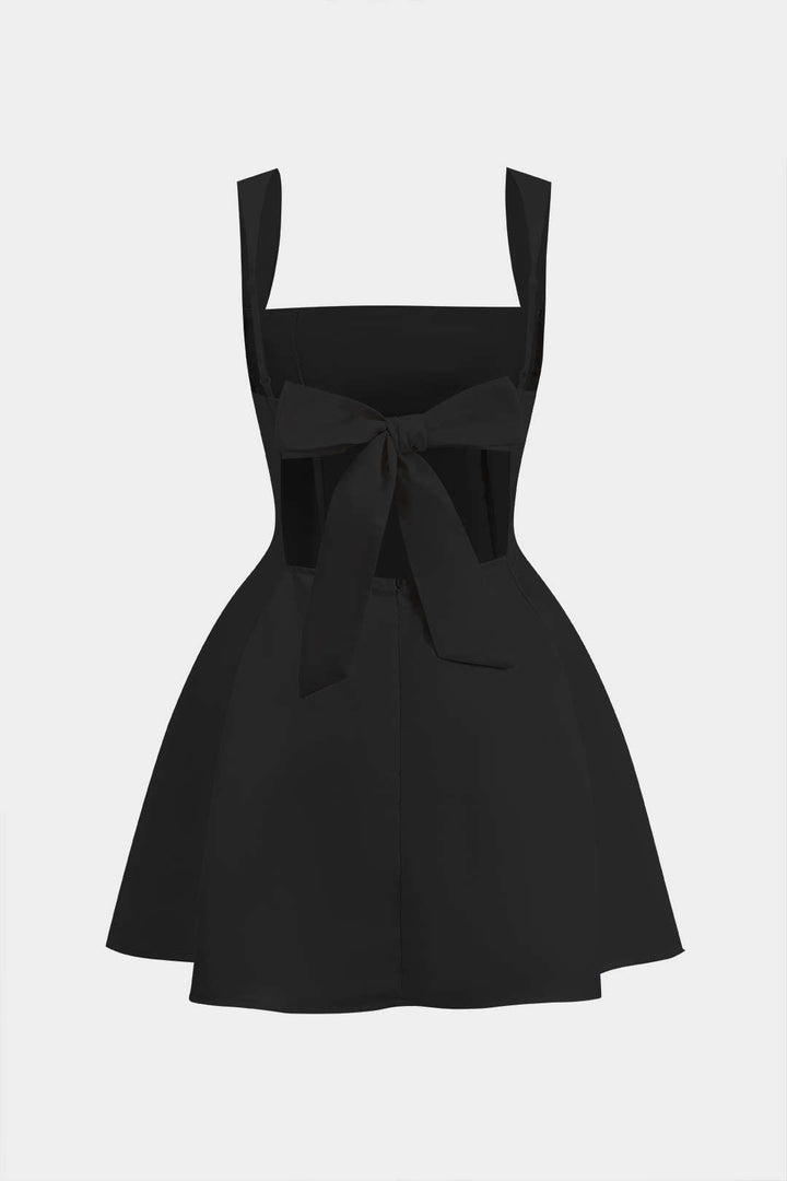 Tie Back Zipper Backless Slip Mini Dress