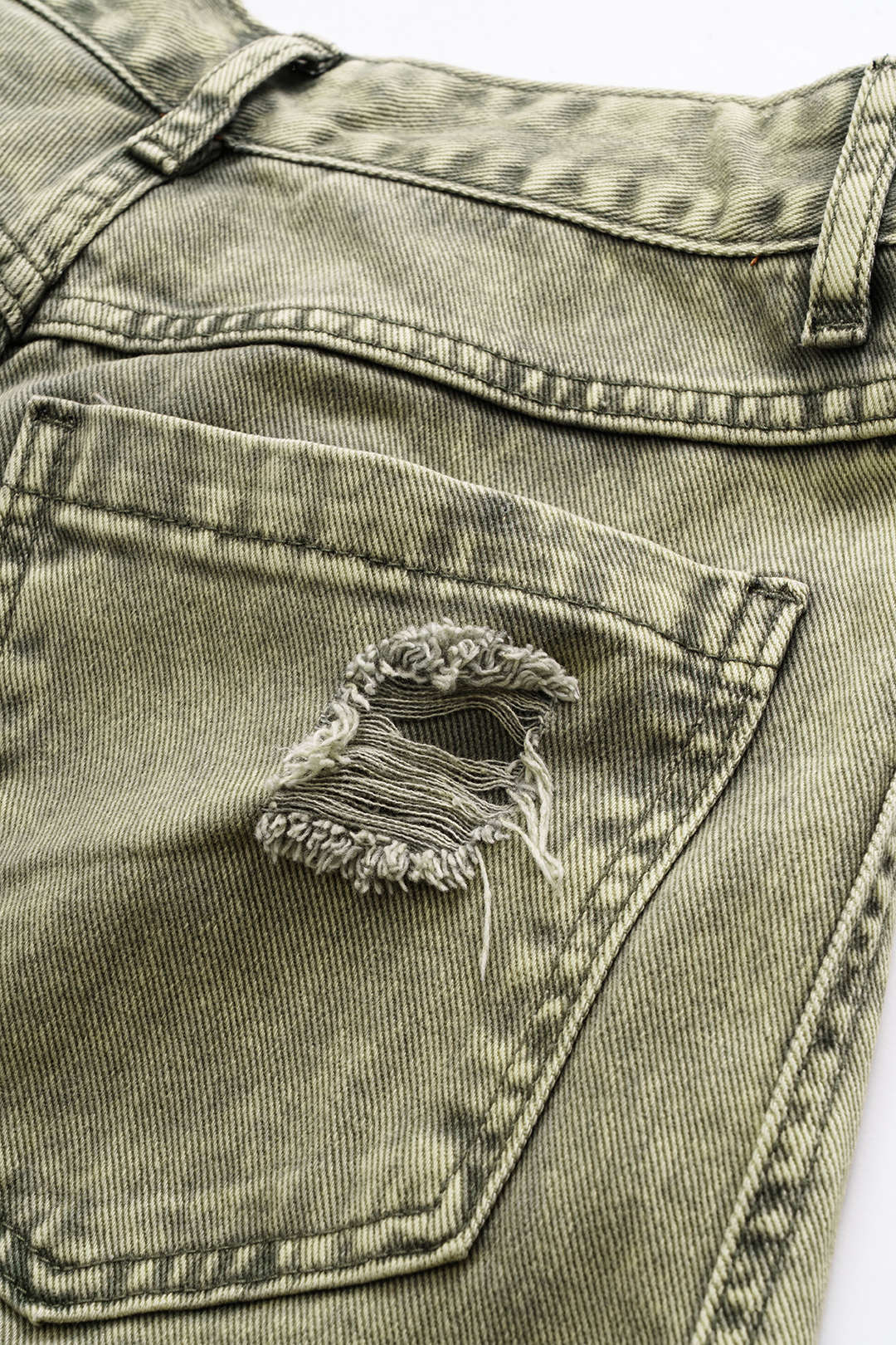 Denim Washed Ripped Wide Leg Jeans