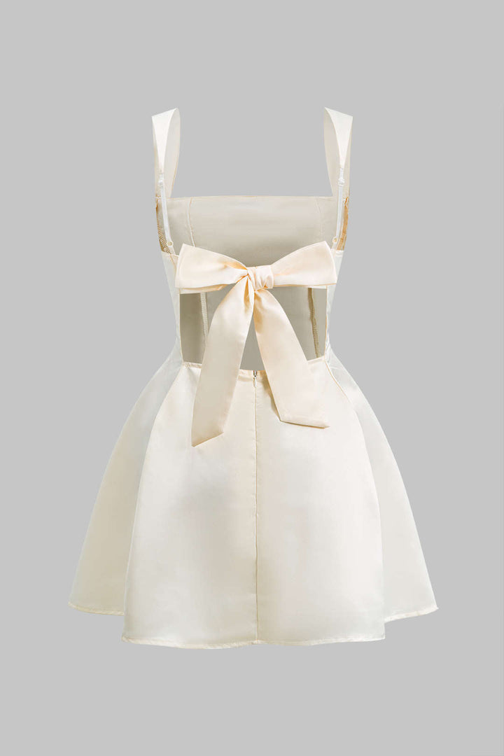 Tie Back Zipper Backless Slip Mini Dress
