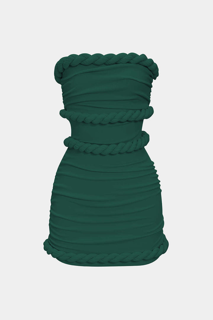 Twist Knot Strapless Sleeveless Mini Dress