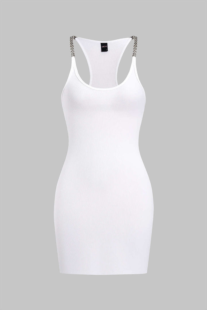 Chain Decor Sleeveless Mini Dress