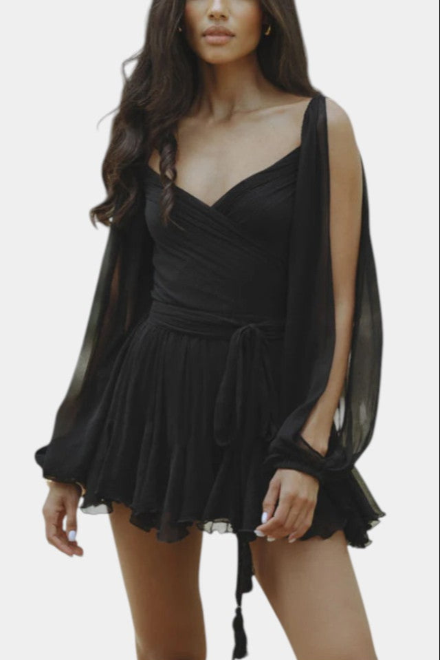 Skylar Mini Dress with V-Neck and Light Sleeves