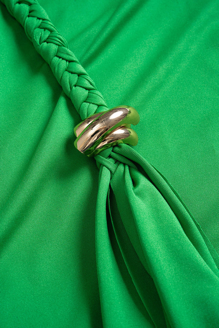 Metallic Decor Braided Ruched Skirt