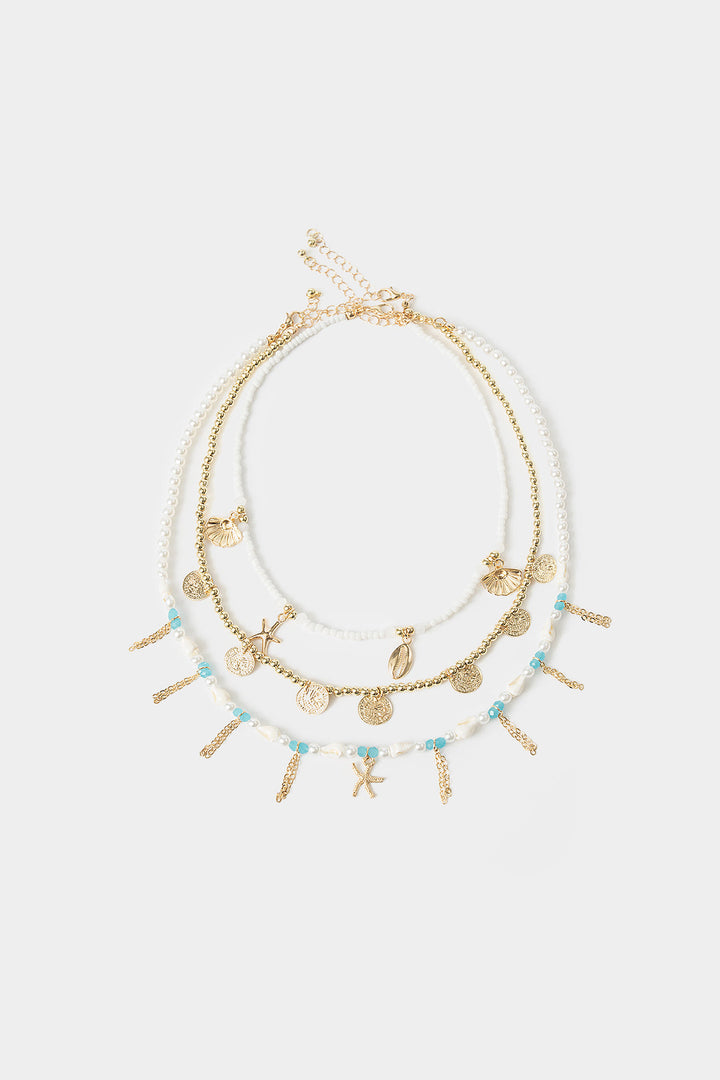 Irregular Pearl Alloy Multi-Layer Clavicle Chain Necklace