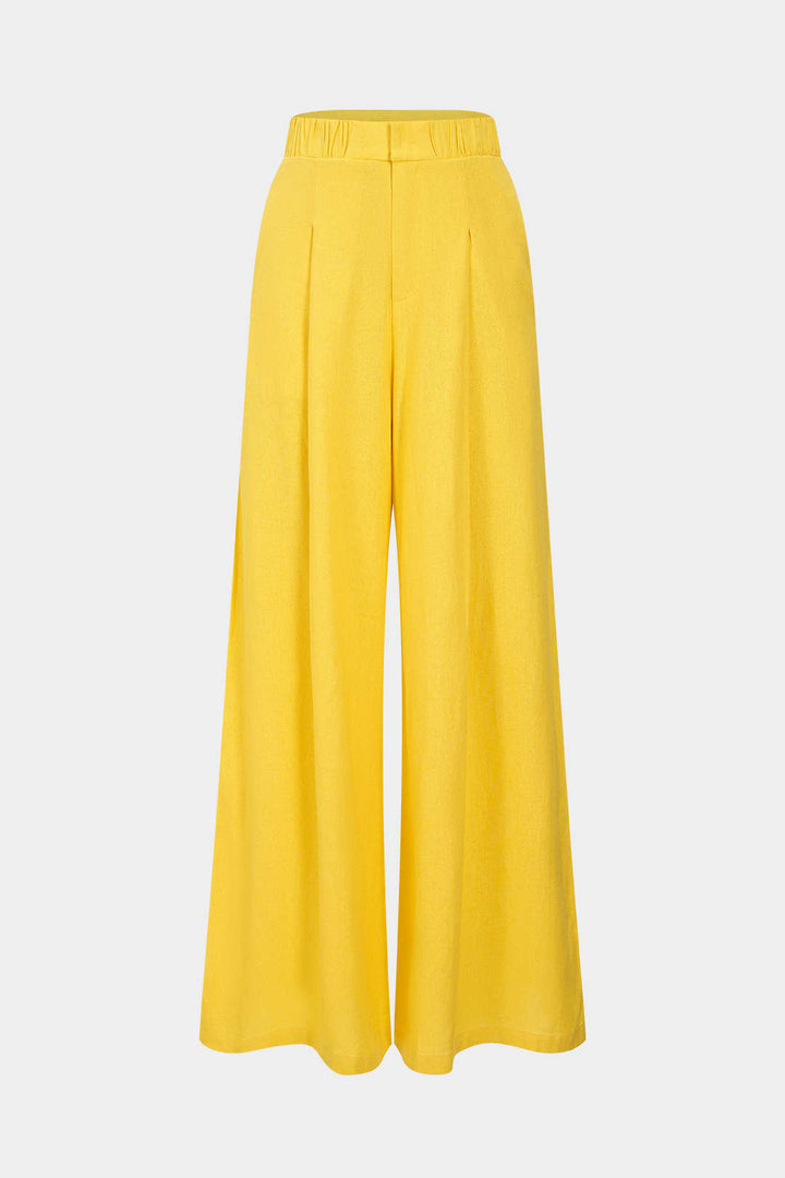 Linen Pleated Ruched Pocket Trousers