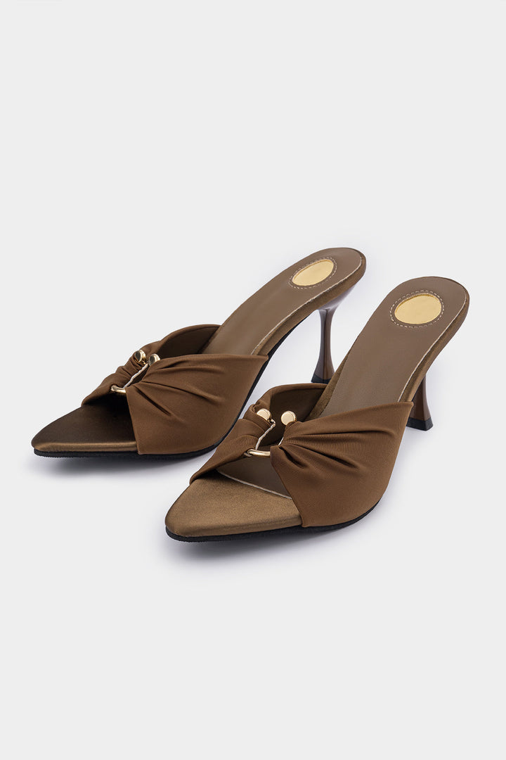 Metallic Decor Buckle Pointed Heels