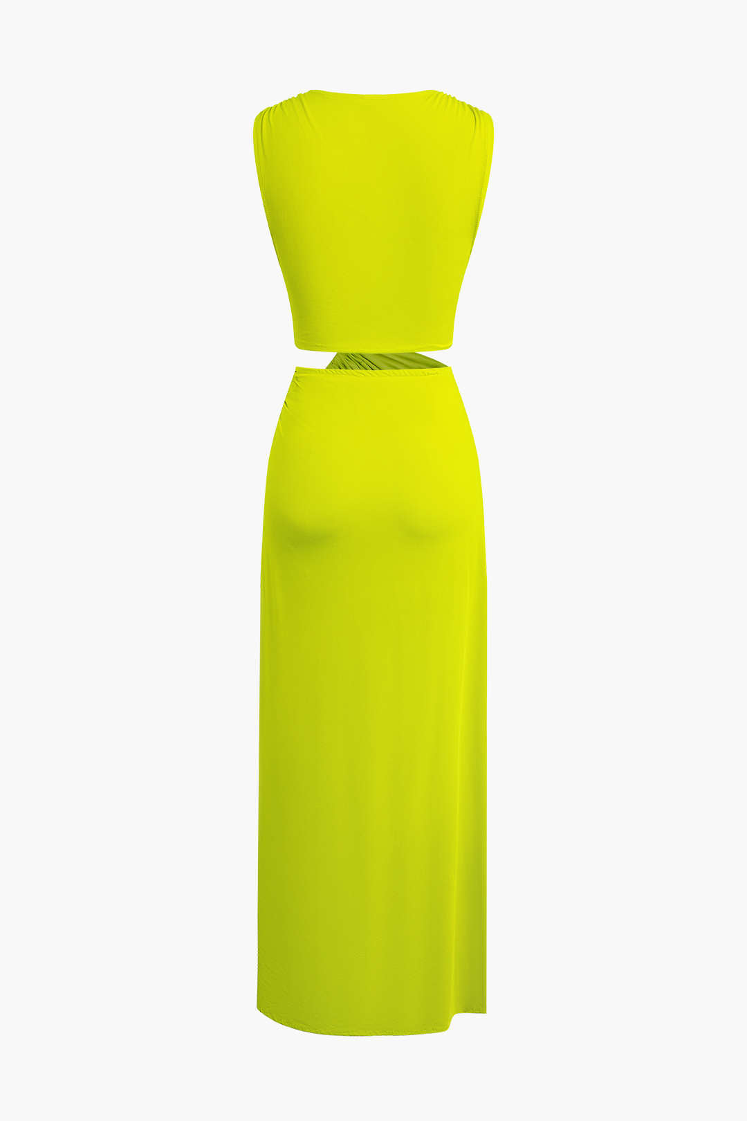Cut Out Twist Knot Sleeveless Slit Midi Dress