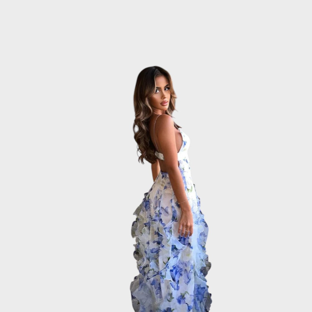 Hannah -  Floral Ruffle Maxi Dress