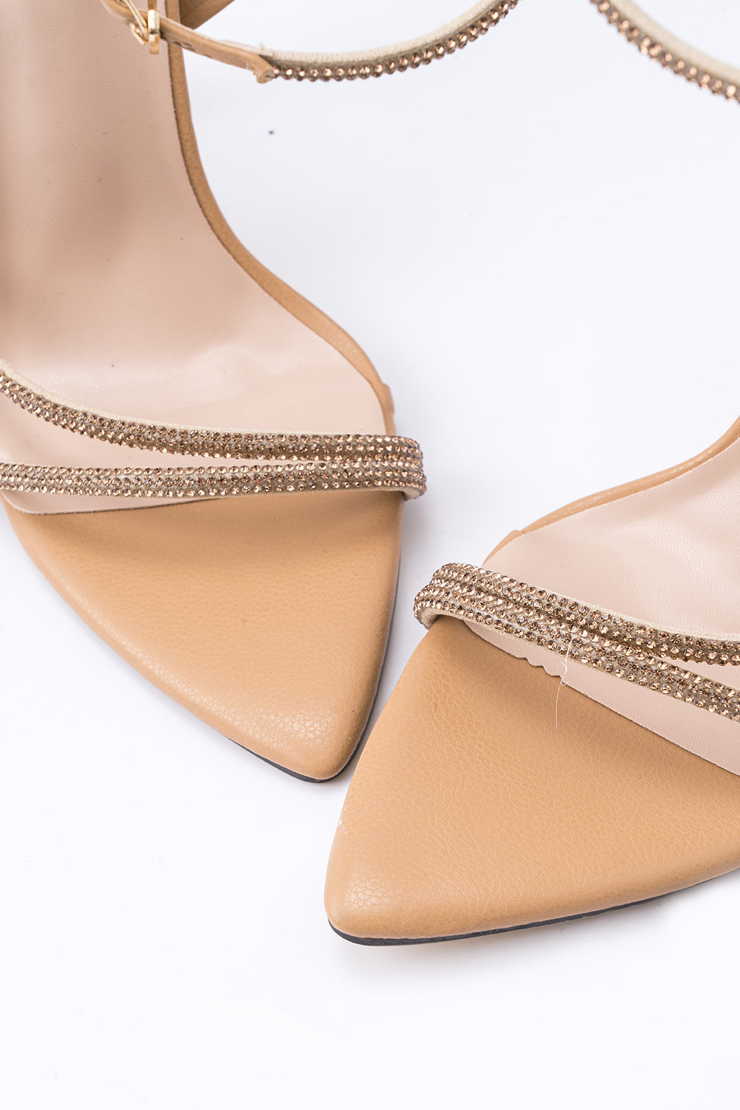 Rhinestone Tie-Up Pointed Heels