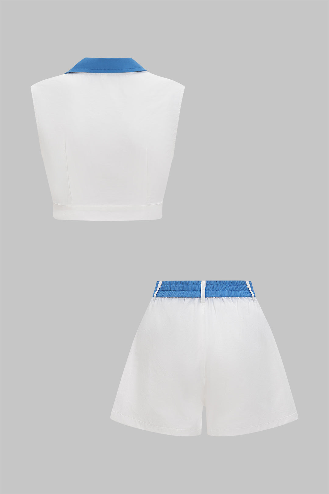 Patchwork Metallic Decor V-Neck Tank Top And Shorts Set