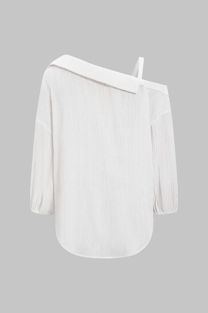 Button Asymmetrical Backless Long-Sleeve Shirt