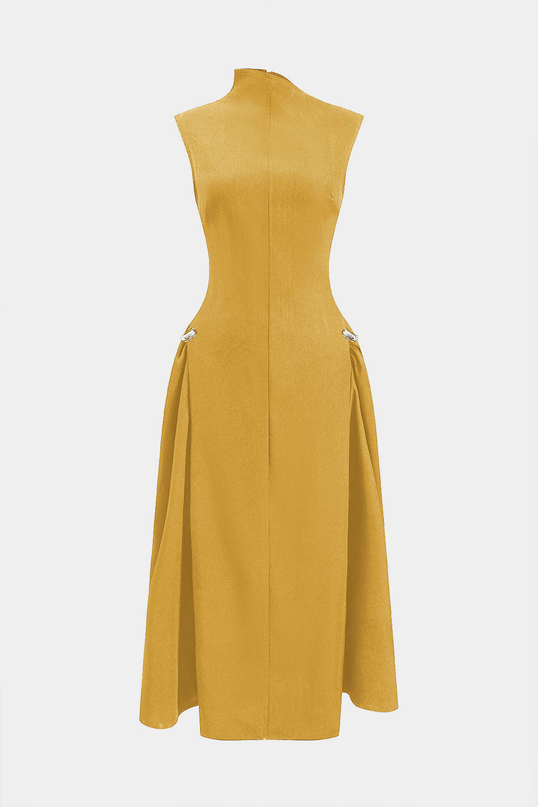 Metallic Decor Zipper Sleeveless Maxi Dress