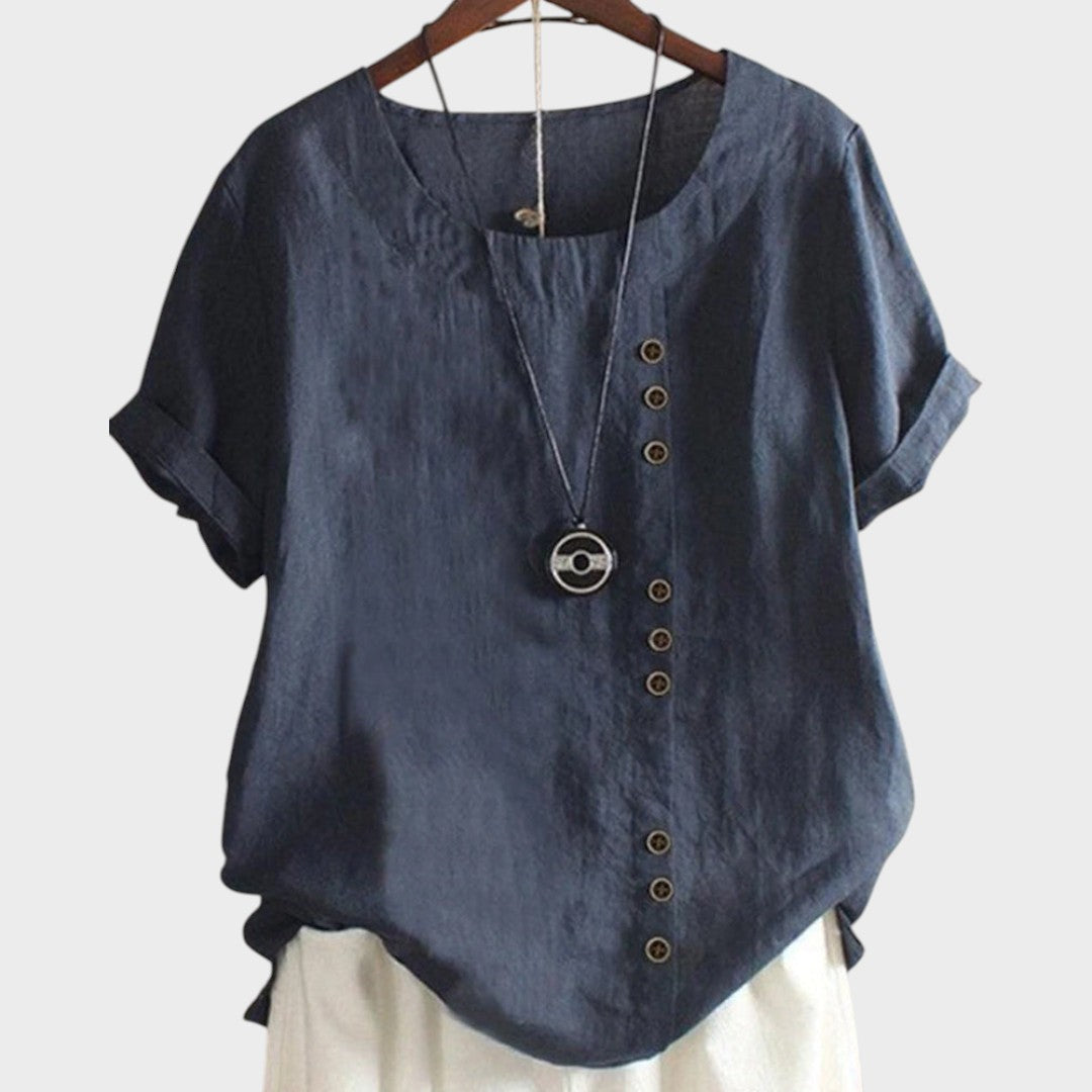 Ella - Linen Blouse with Buttons