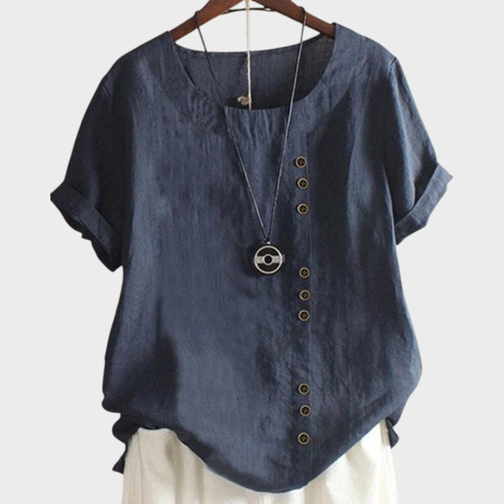 Ella - Linen Blouse with Buttons