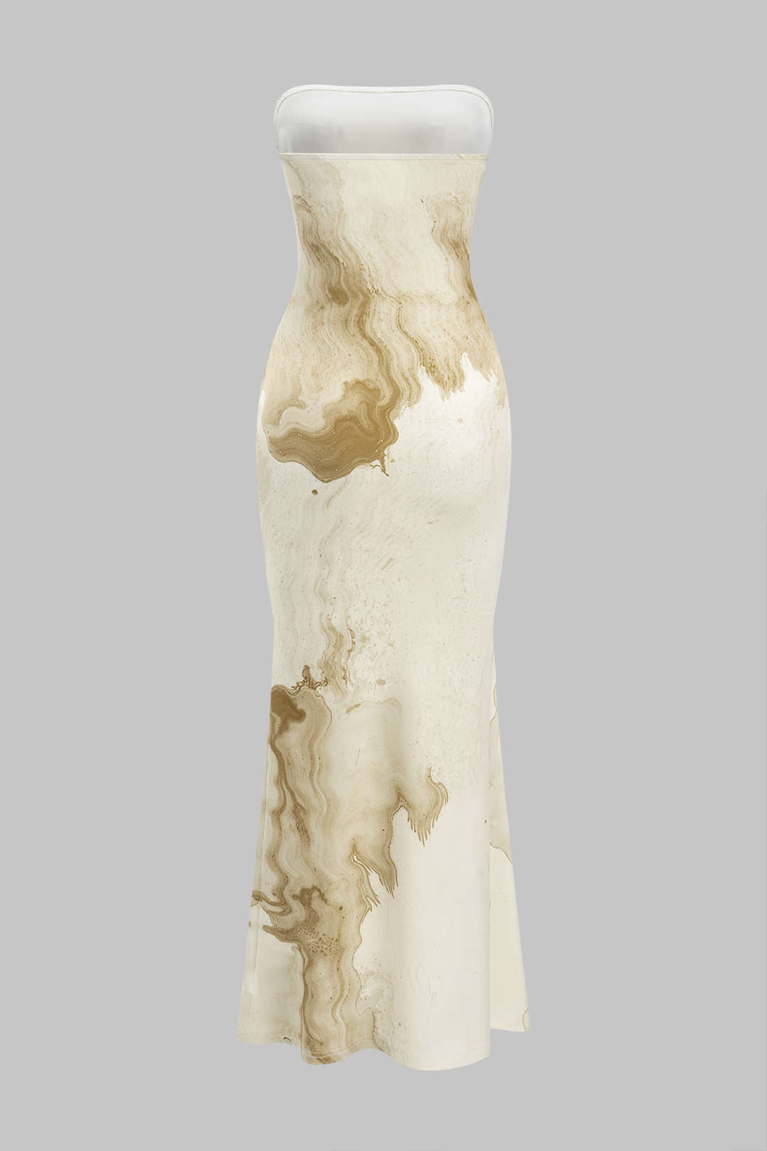 Marble Print Strapless Sleeveless Maxi Dress
