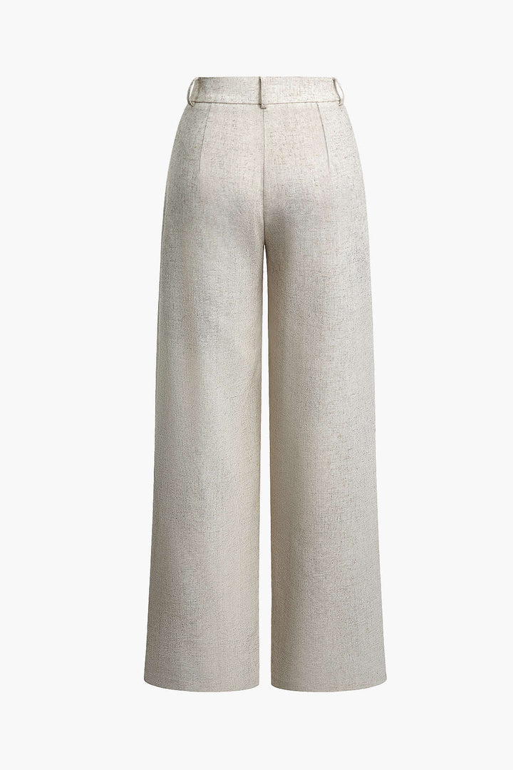 Linen Asymmetrical Zipper Straight Leg Pants