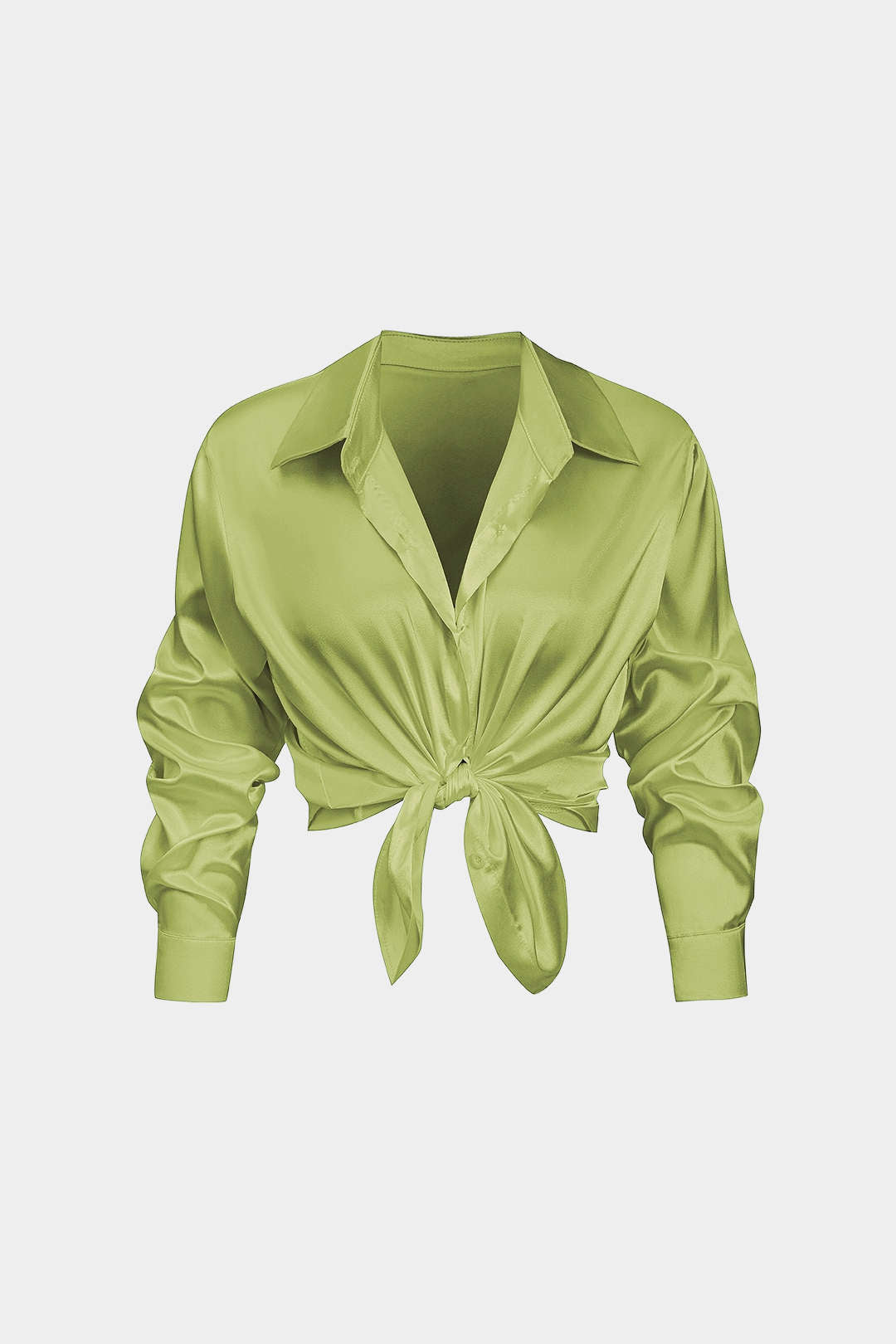 Basic Solid Satin Long-Sleeve Shirt