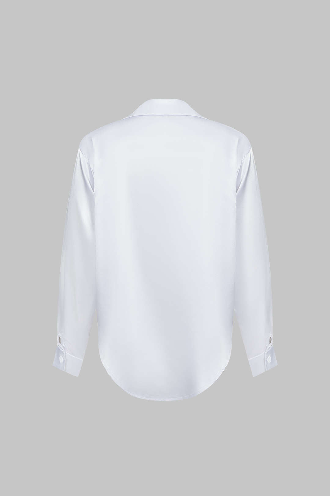 Basic Solid Satin Long-Sleeve Shirt