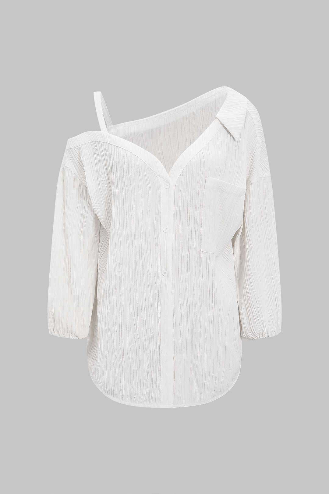 Button Asymmetrical Backless Long-Sleeve Shirt
