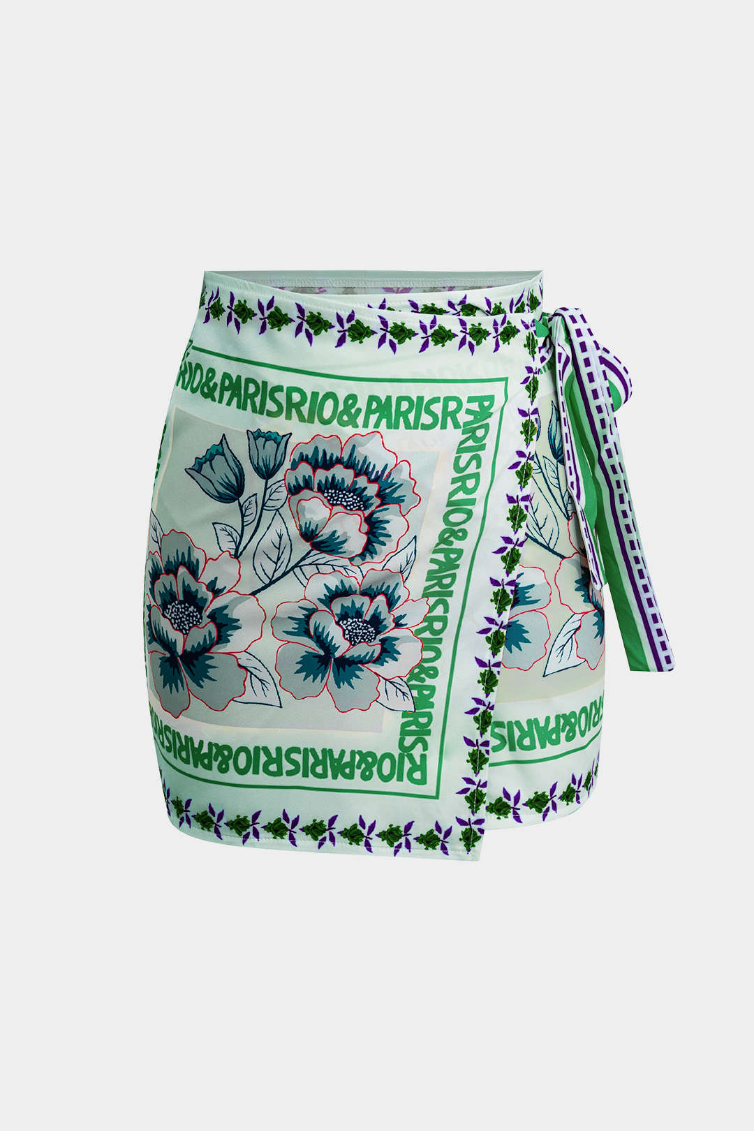Floral Print Wrap Knot Mini Skirt