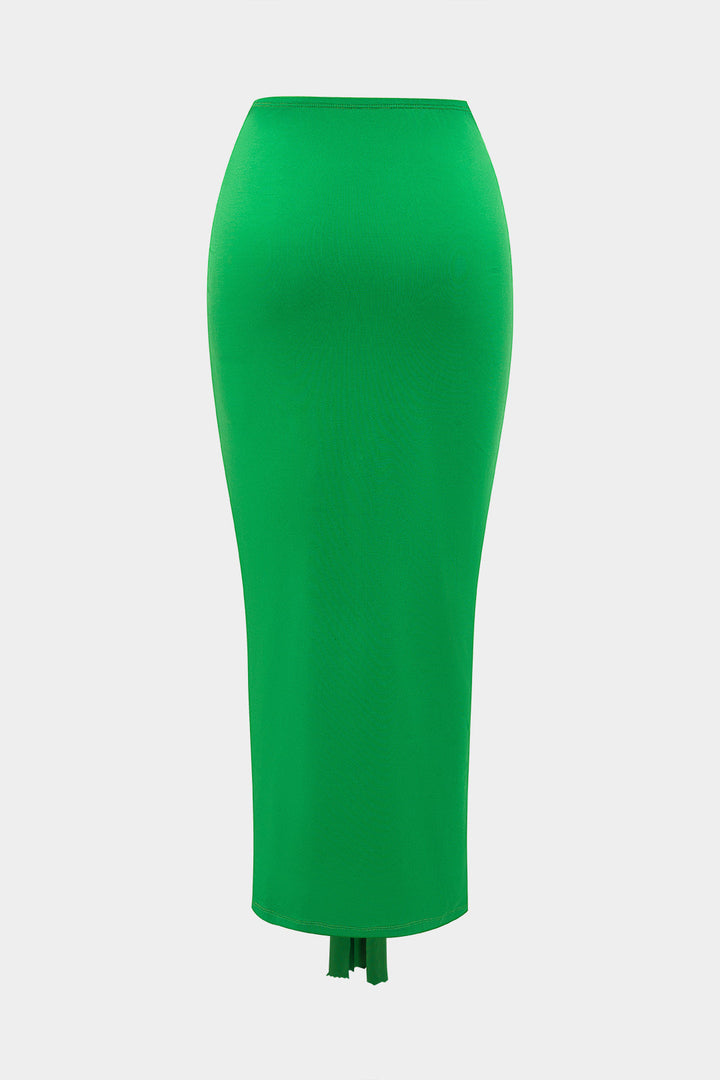 Metallic Decor Braided Ruched Skirt