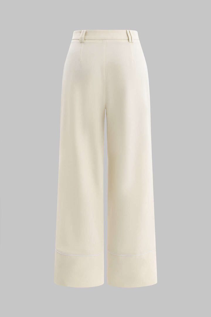 Patchwork Binding Straight-Leg Trousers