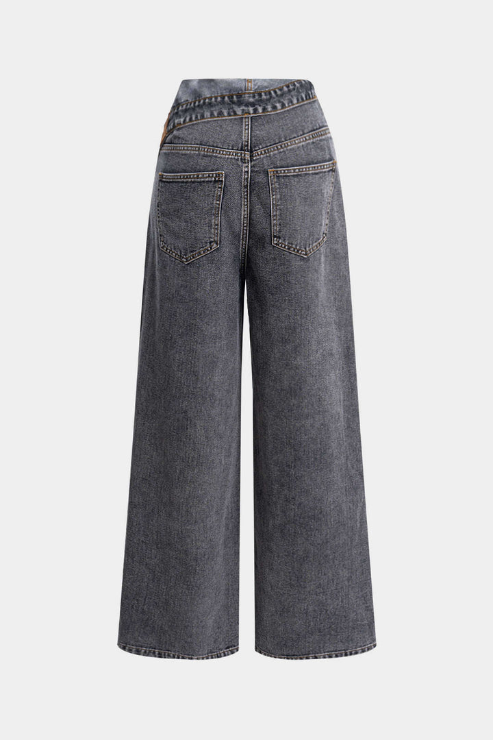 Denim Asymmetrical High Waist Jeans