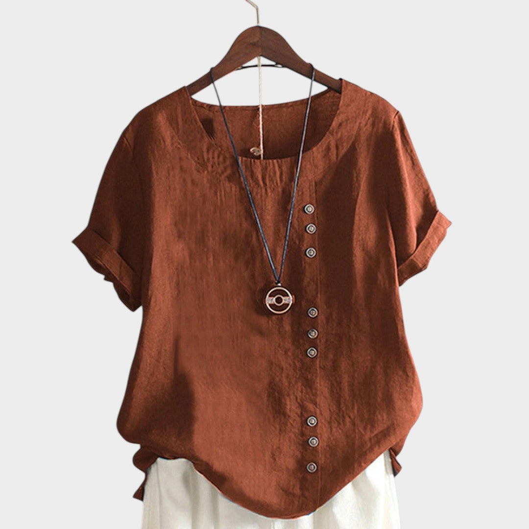 Ella - Linen Blouse with Buttons