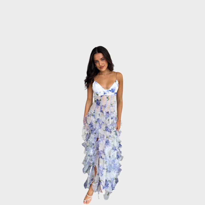 Hannah -  Floral Ruffle Maxi Dress