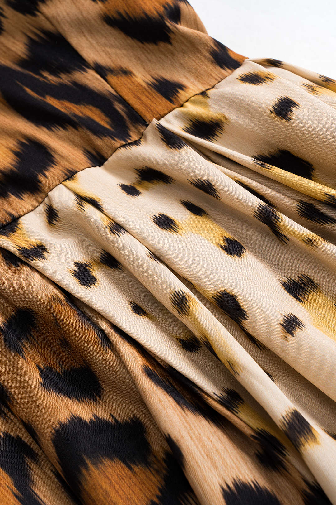 Leopard Print Ruched Bustier Slip Midi Dress