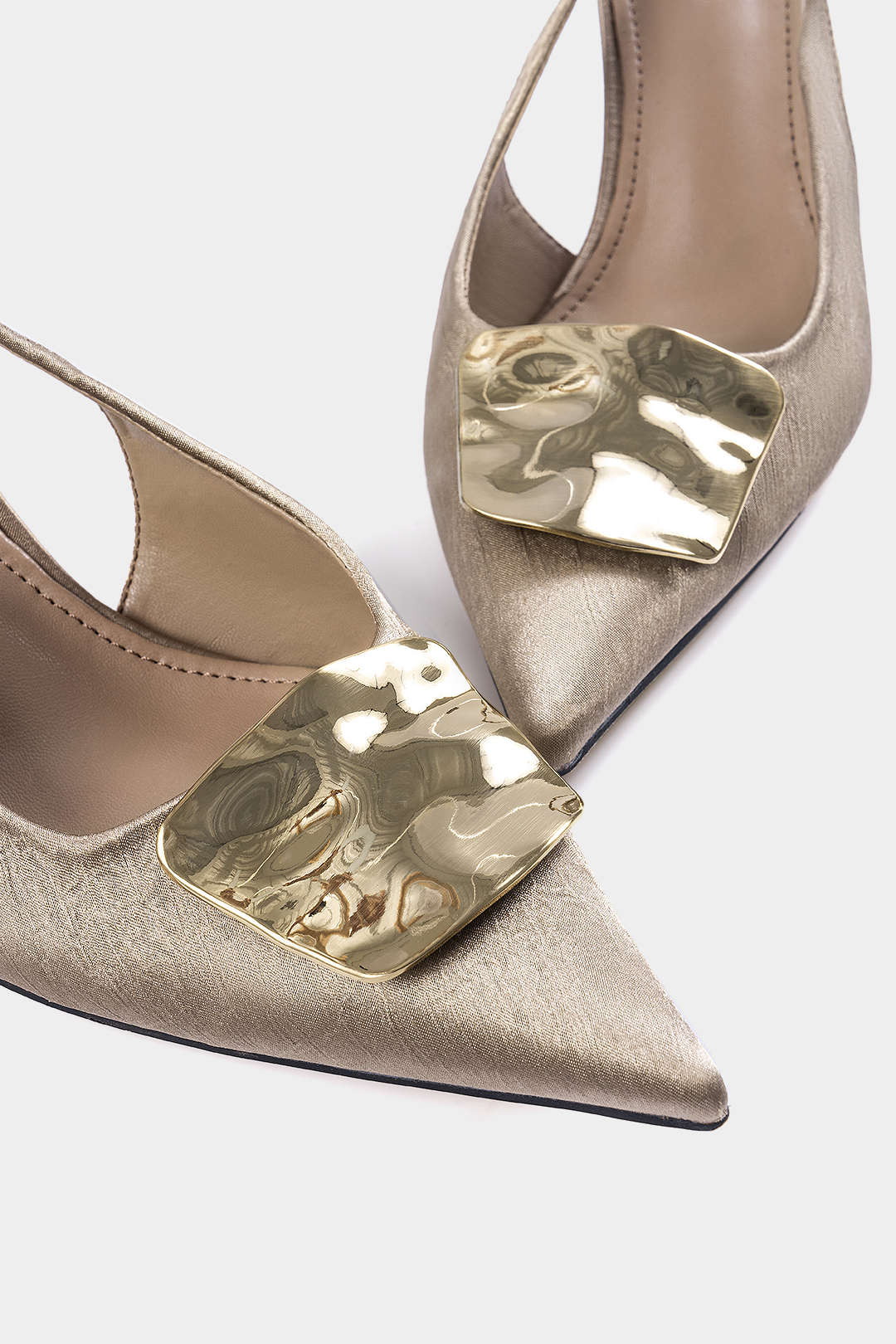 Metallic Decor Buckle Pointed Heels