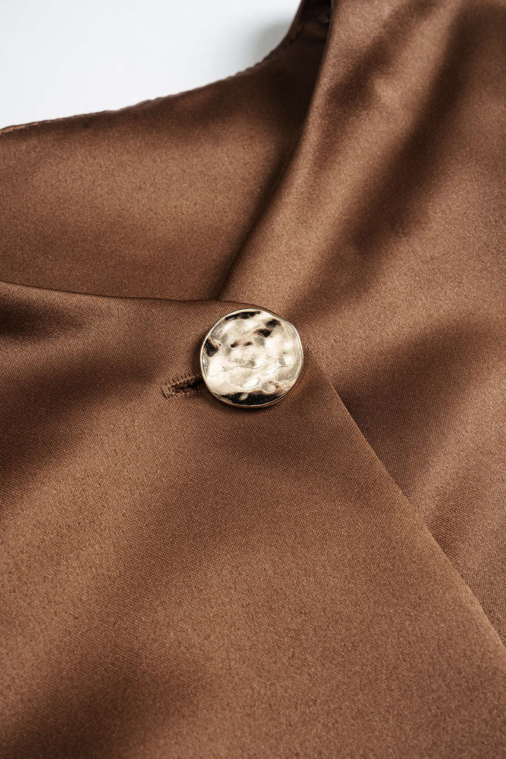 Satin Puff Sleeve Short-Sleeve Shirt