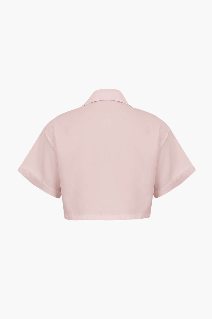Basic Flap Pocket Twist Hem Shirt