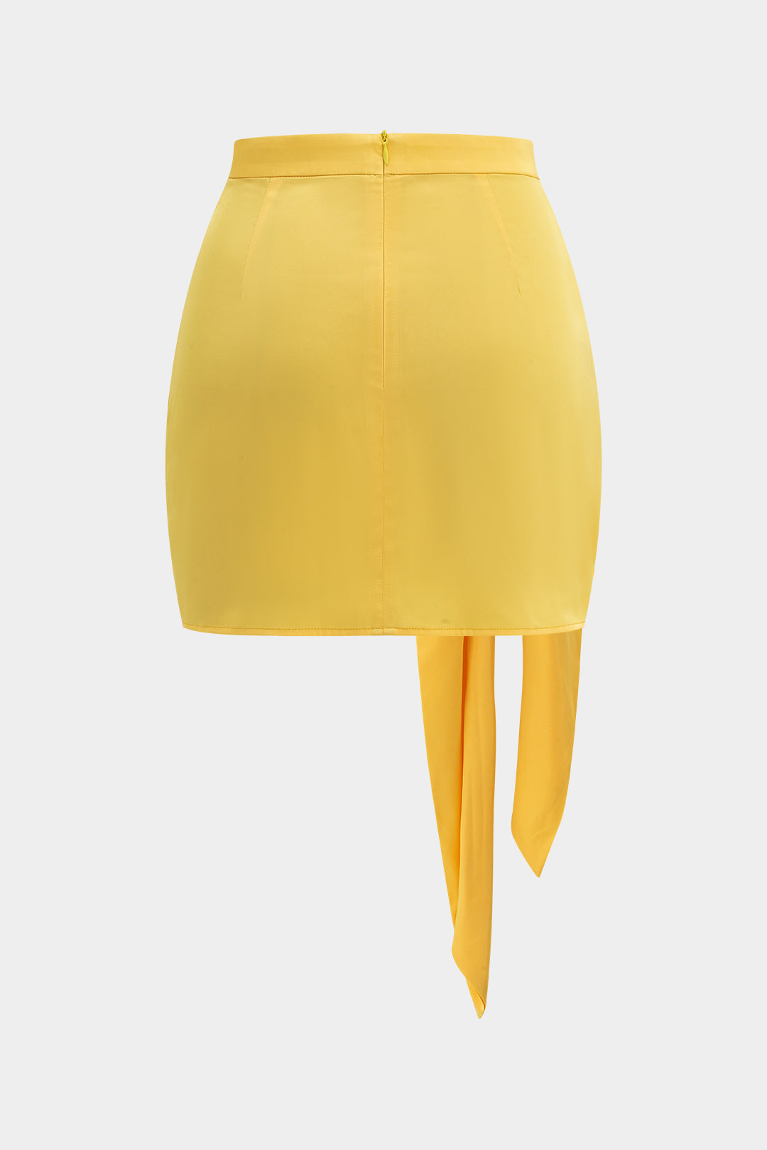 Ombre Print Satin Ruched Tie Front Zipper Skirt