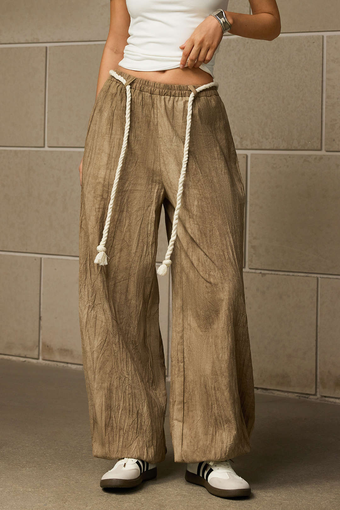 High Waist Drawstring Trousers